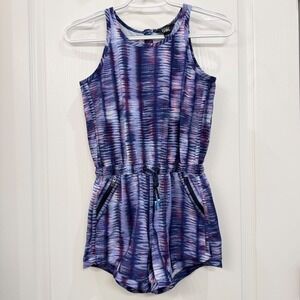 Athleta Girl On The Go Romper Size M (8-10) Blue Purple Shibori EUC